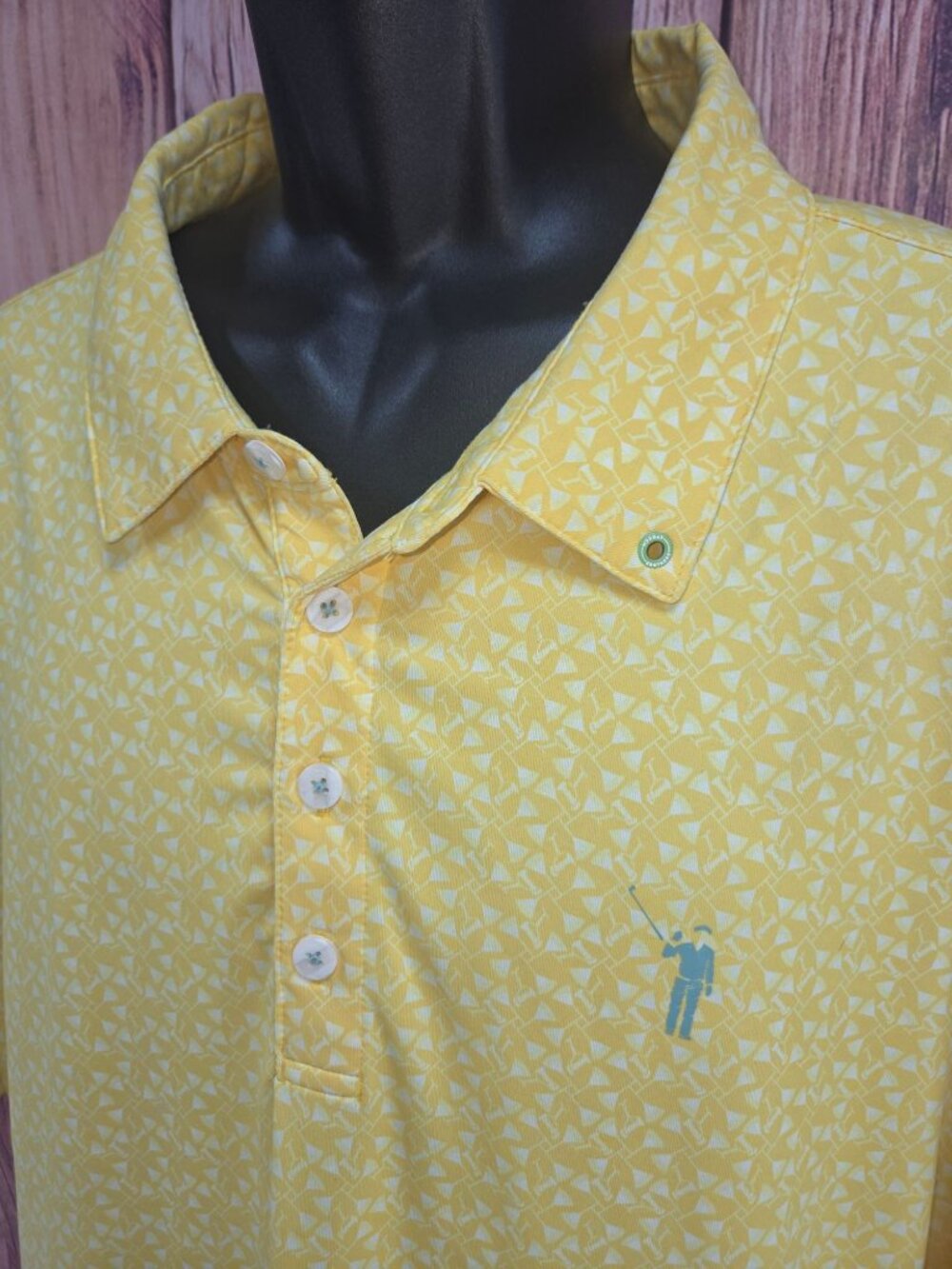 William Murray Yellow Geometric Pattern Golf Polo Size XL - Picture 4 of 8